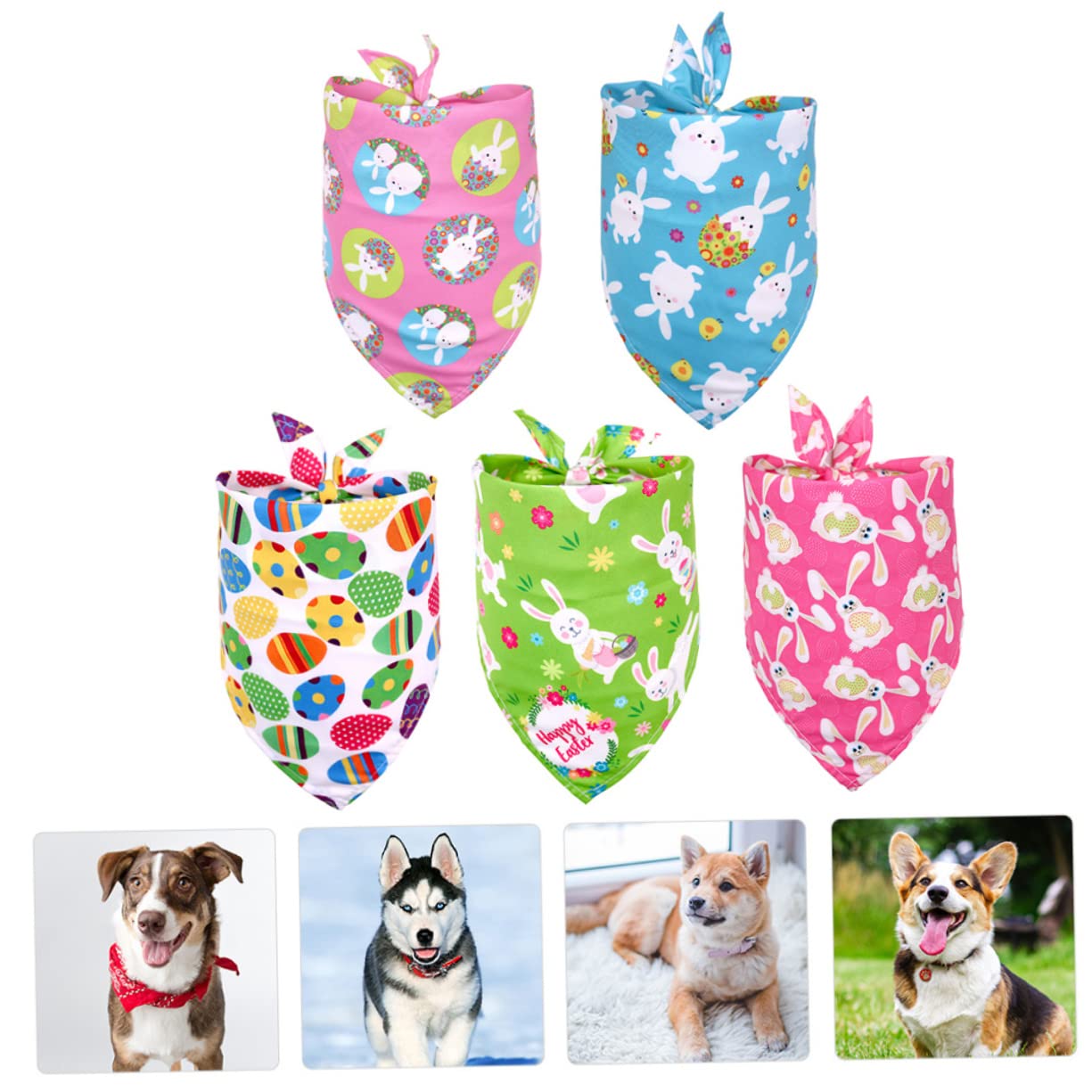 YARNOW 15pièces Bandanas Triangulaires pour Animaux De Compagnie Écharpes De Pâques Respirantes pour Chiens Et De Colorées Et Confortables