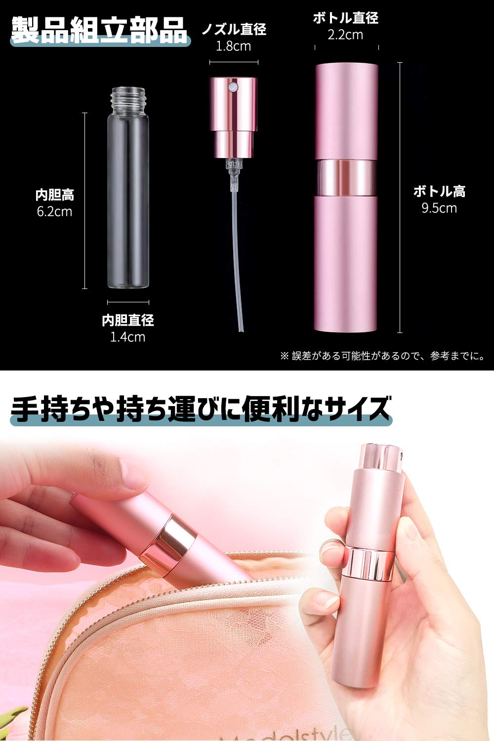 Amazon | アトマイザー 回転プッシュ式 8ml 男女兼用 「漏斗&ノズル