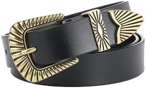 ALAIX Belts for women Womens Belts Silver Gold Buckle leather belts Black Western belts Jeans Pants belts for