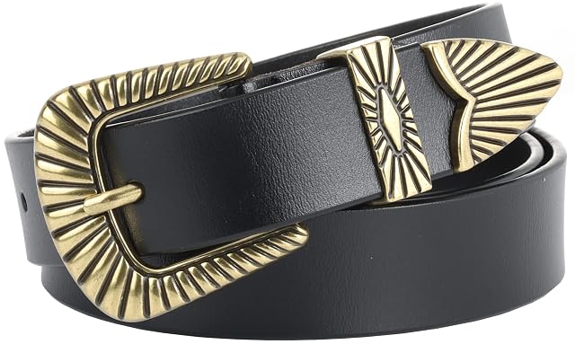 ALAIX Belts for women Womens Belts Silver Gold Buckle leather belts Black Western belts Jeans Pants belts for