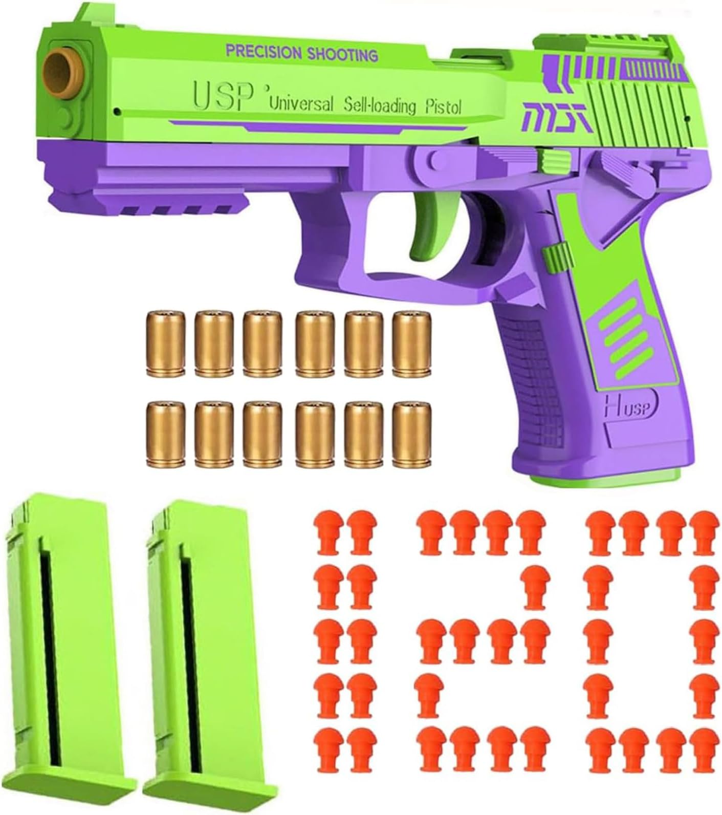 Shell Ejecting Toy Gun,Automatic Toy Pistol with Soft Bullet - Automatic Reloading Rebound Realistic Gun Pistols for Shooting Game Educational Toys Gifts for Boys Girls Age 12+
