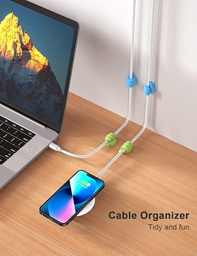 Miniatura 4 de 12 clips para cables, divertidos soportes para cables, ganchos de pared de silicona para pulgar, organizador de cables para escritorio, pared de