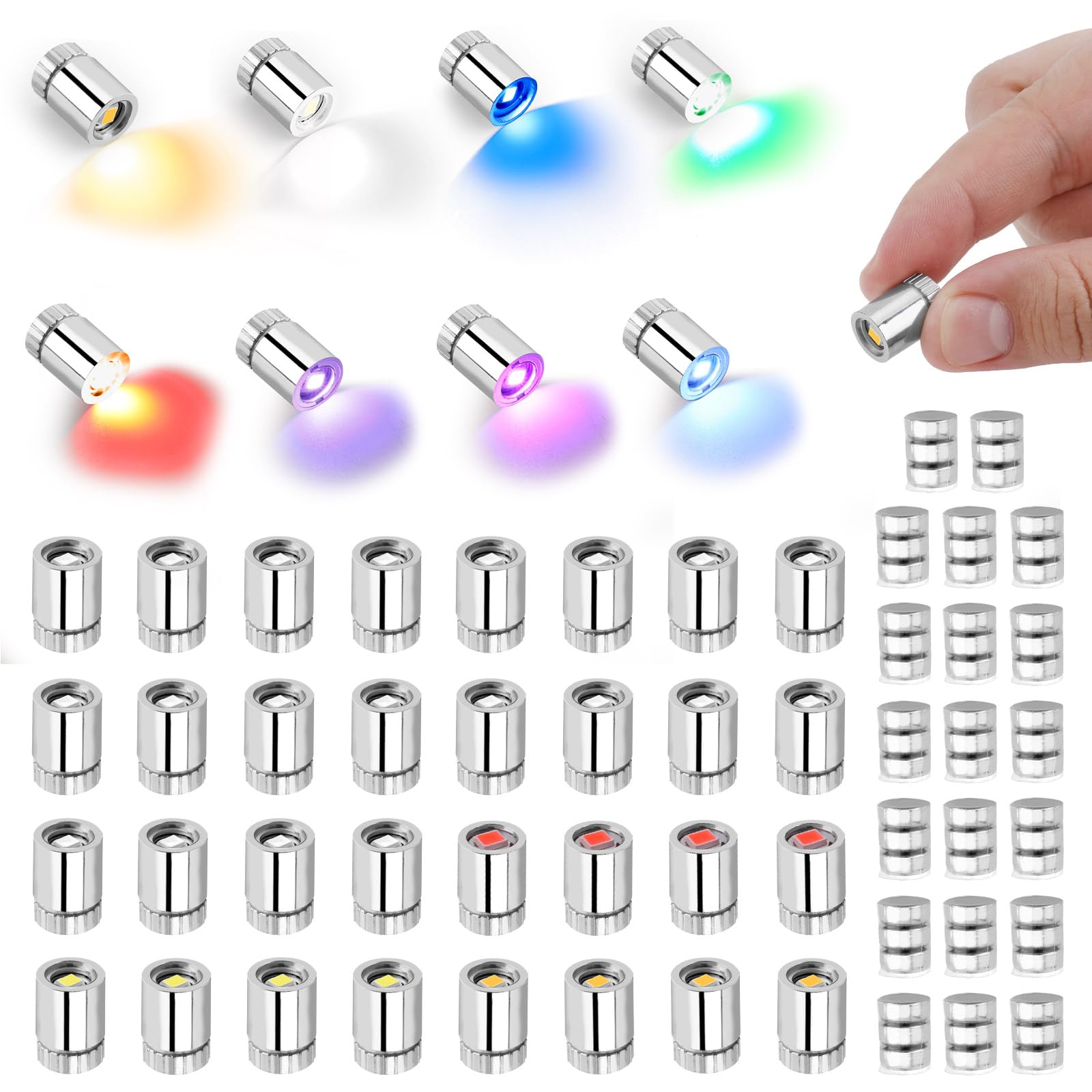 40pcs Miniature LED Lights, 8 Colors Tiny Spot Battery Lighting Operated Mini Lights with 20 Extra Spare Batteries Small Decorative Supplies for Dollhouse DIY Craft Party Creative Decor Accessories