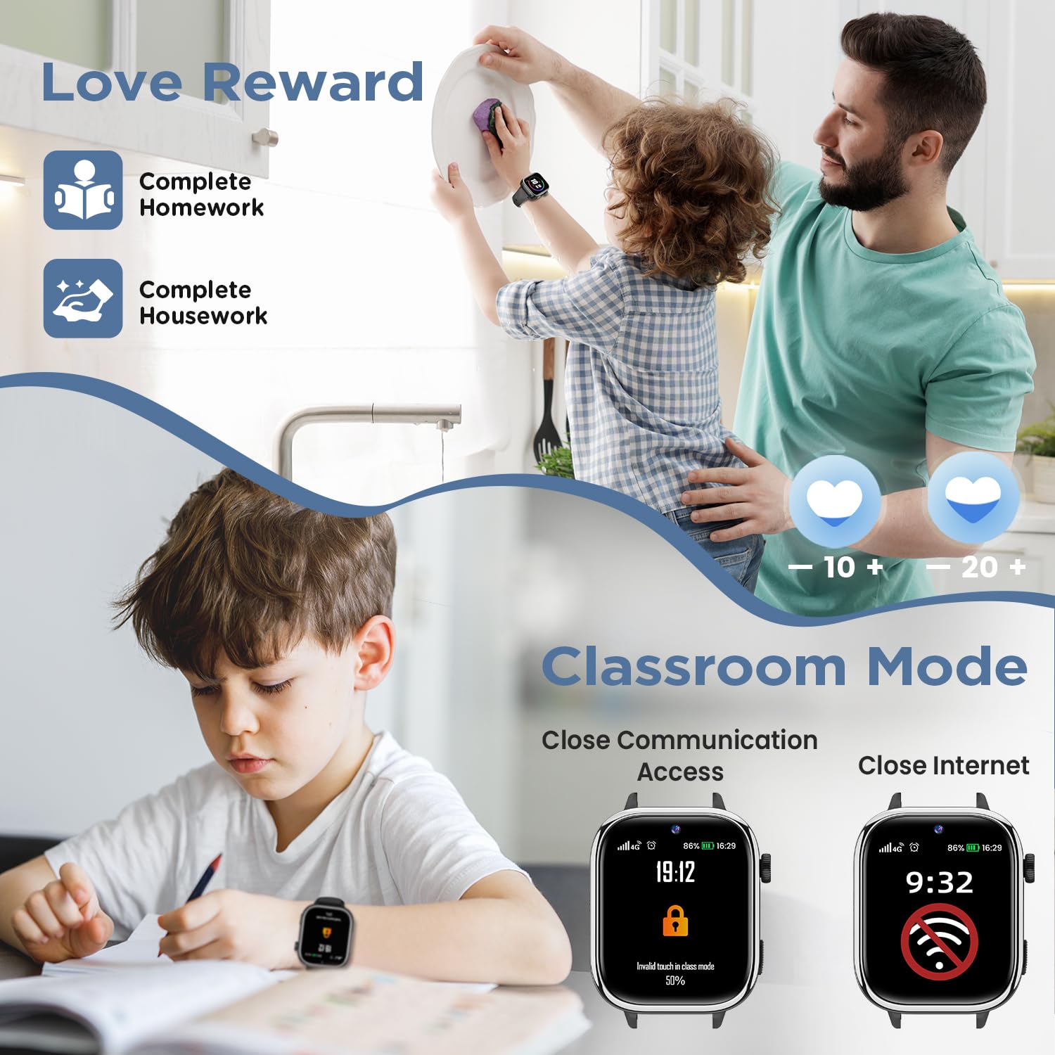 Nouvelle 4G Montre Connectée Enfant avec Appel Vidéo & GPS, IP68 Étanche Smartwatch avec SOS, SMS Chat Vocal, Mode École, Podomètre, Réveil, Suivi du Sommeil, Cadeau pour Garçons et Filles Noir