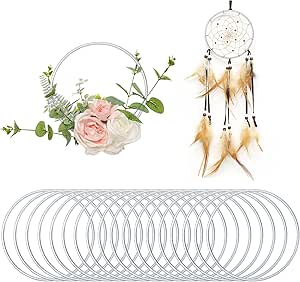 22 Stück Metallringe Bastelset - 2.5-20cm, Silber, Für Traumfänger