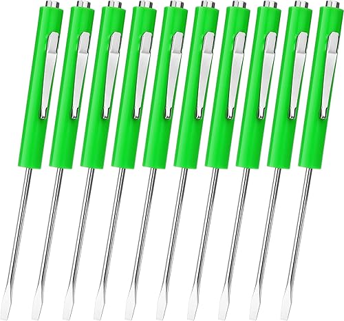 Miniatura 17 de Honoson 10 Piezas de Destornillador de Bolsillo Mini con Puntas y Clips de Bolsillo Magnéticos, Ranurados, Pequeños con Hoja de Cuchilla Única