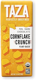 Taza Chocolate Organic Smooth & Crunchy Bars 70% Stone Ground, Cornflake Crunch 2.5 Ounces (10 Count), Vegan