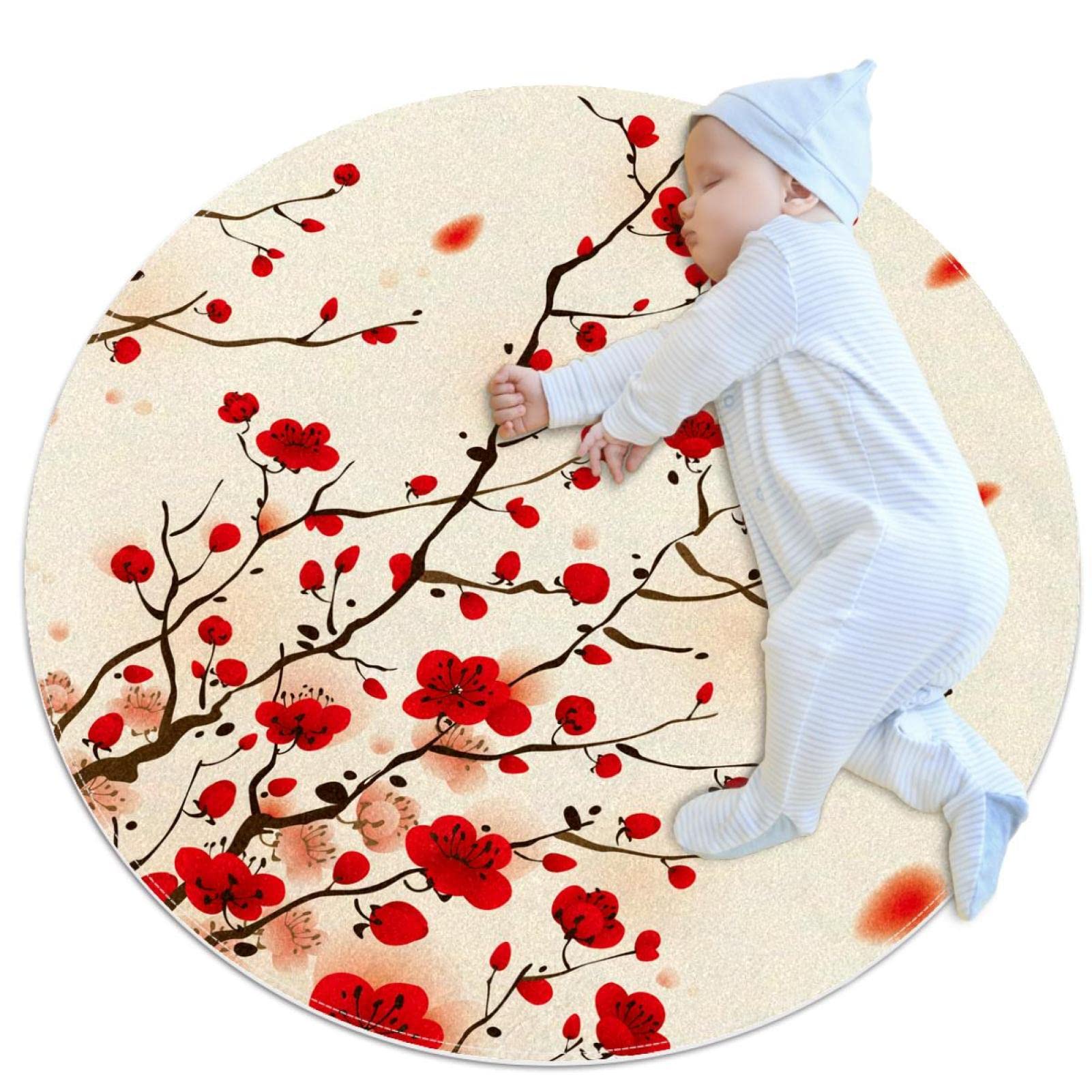 Tapis fleurs rond pour protéger le sol de la chambre et du salon