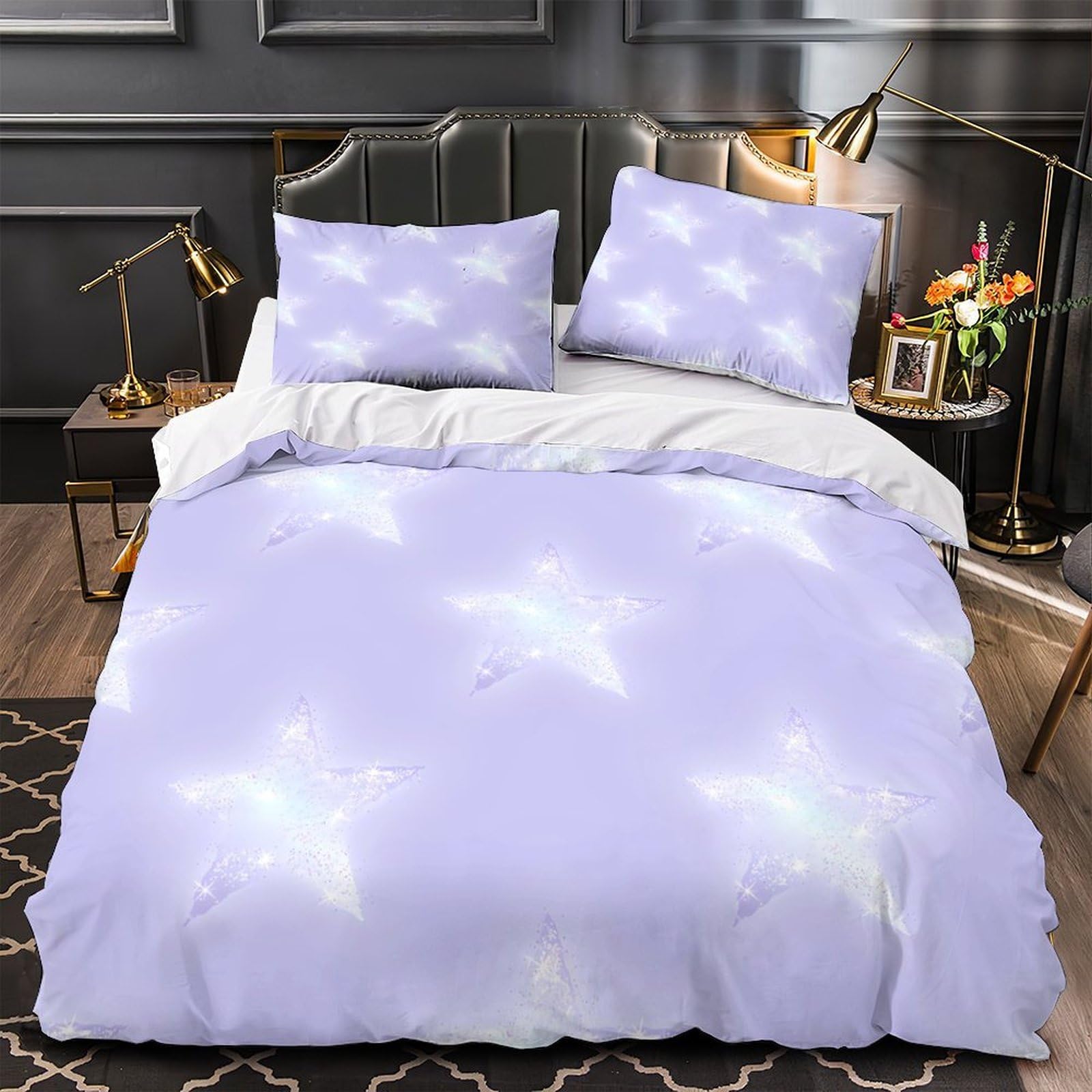 Housse de couette lavande 140x200cm en microfibre douce imprimée 3D
