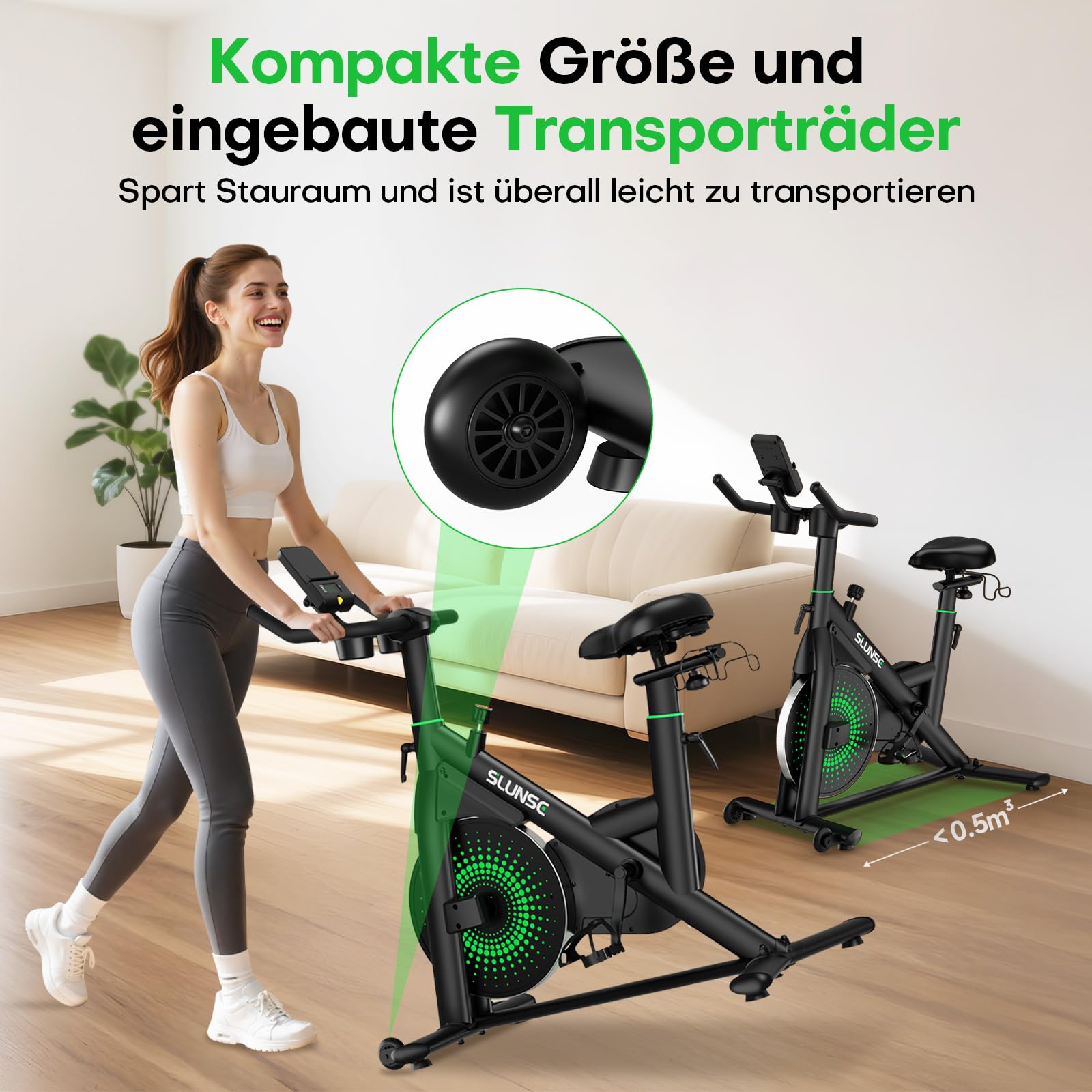 Heimtrainer Fahrrad mit App, Einstellbarer Magnetischer Widerstand Hometrainer Fahrrad, Leise & Bequem Ergometer Heimtrainer mit Hantelablage, LCD-Display, Tablet-Halterung, Bis 180KG