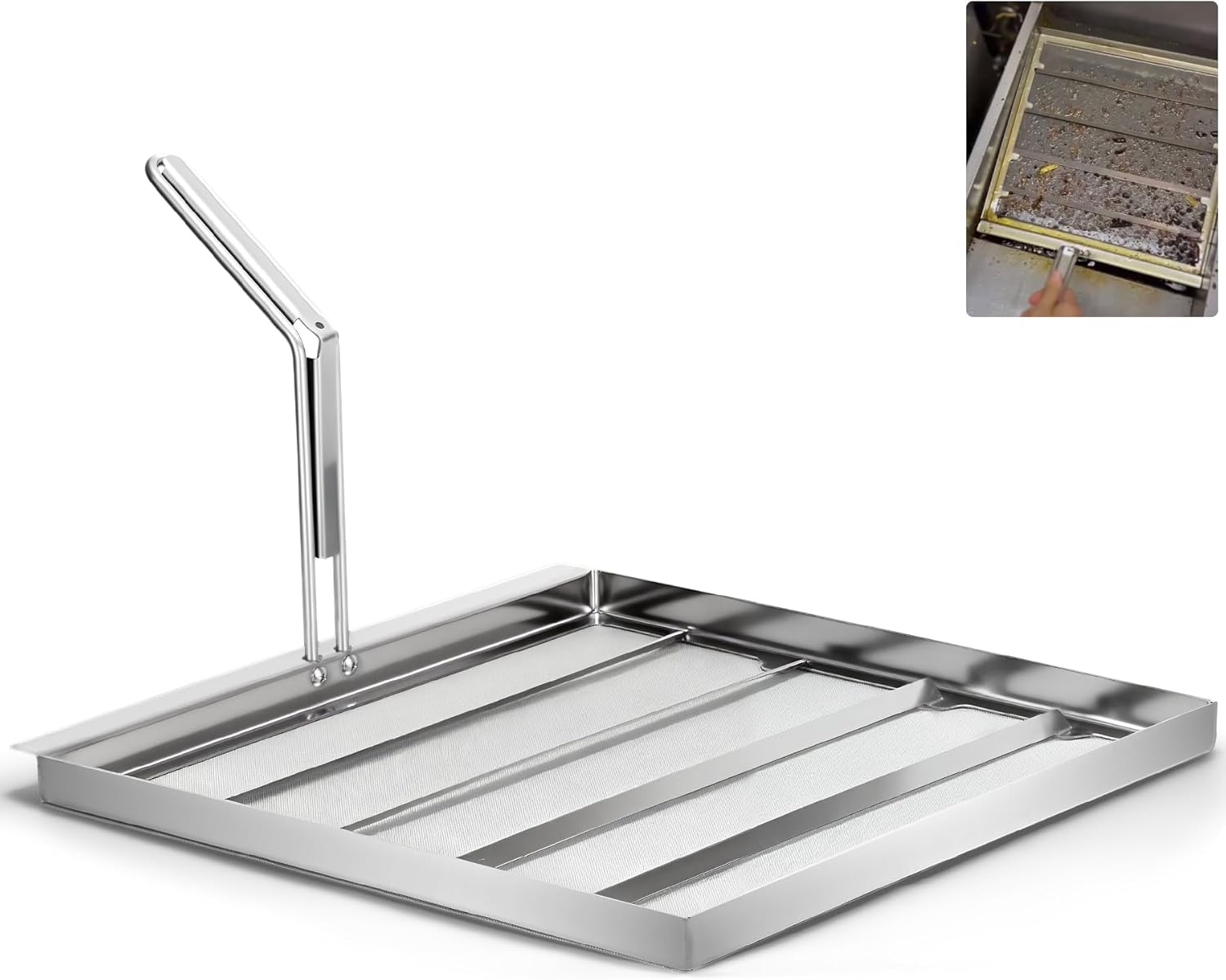 AF45 Commercial Deep Fryer Filter (Straight Edge), 13.75" x 13.75", 304 Stainless Steel, Capture Grease & Debris Above 550 Microns, Extend Oil Life by 40%, Ideal for Commercial Kitchens & Restaurants