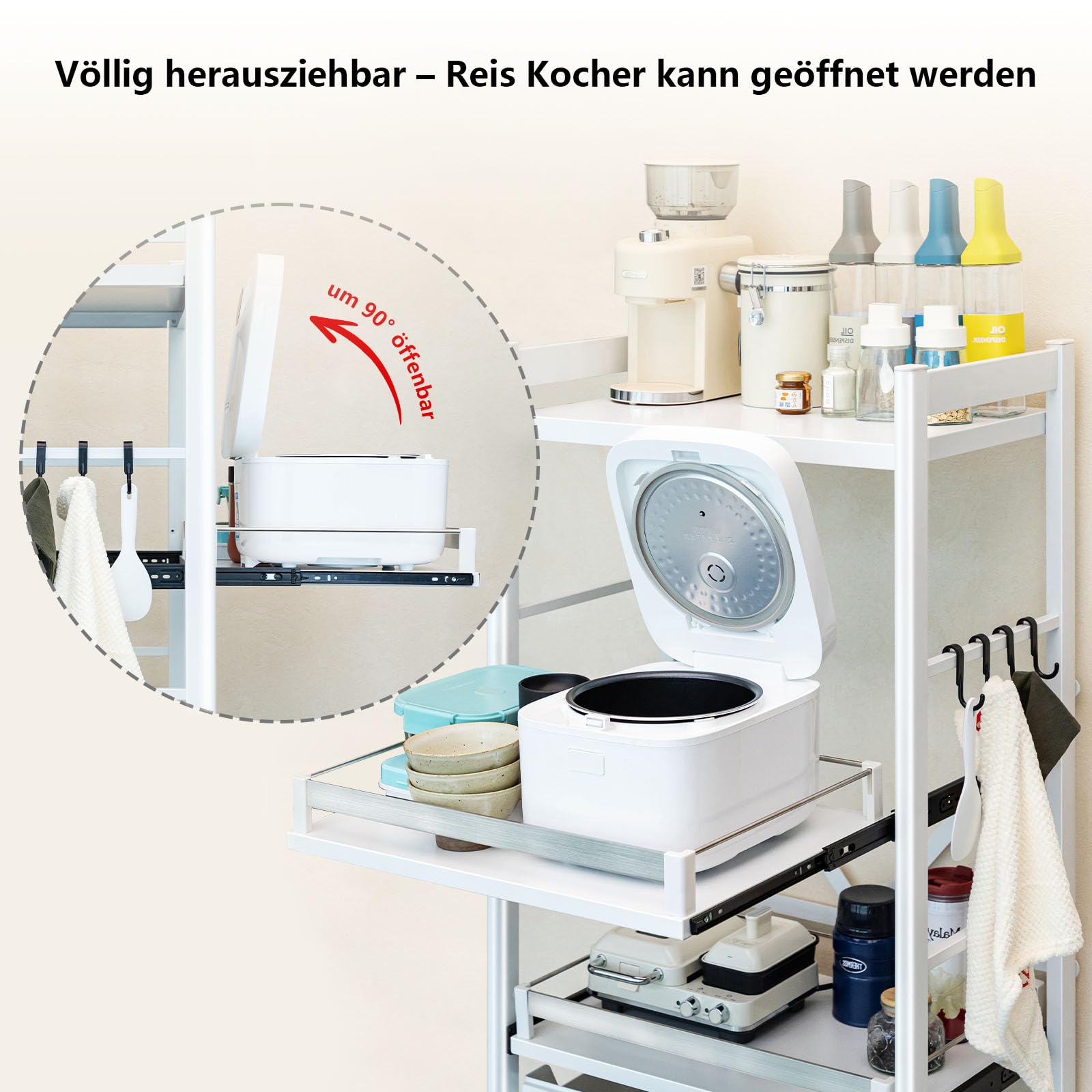 Étagère de cuisine à 4 niveaux en acier au carbone, capacité de 200 kg, étagère de rangement autonome avec plan de travail, organiseur sans perçage pour cuisine, salon, salle de bain, 80 cm de large