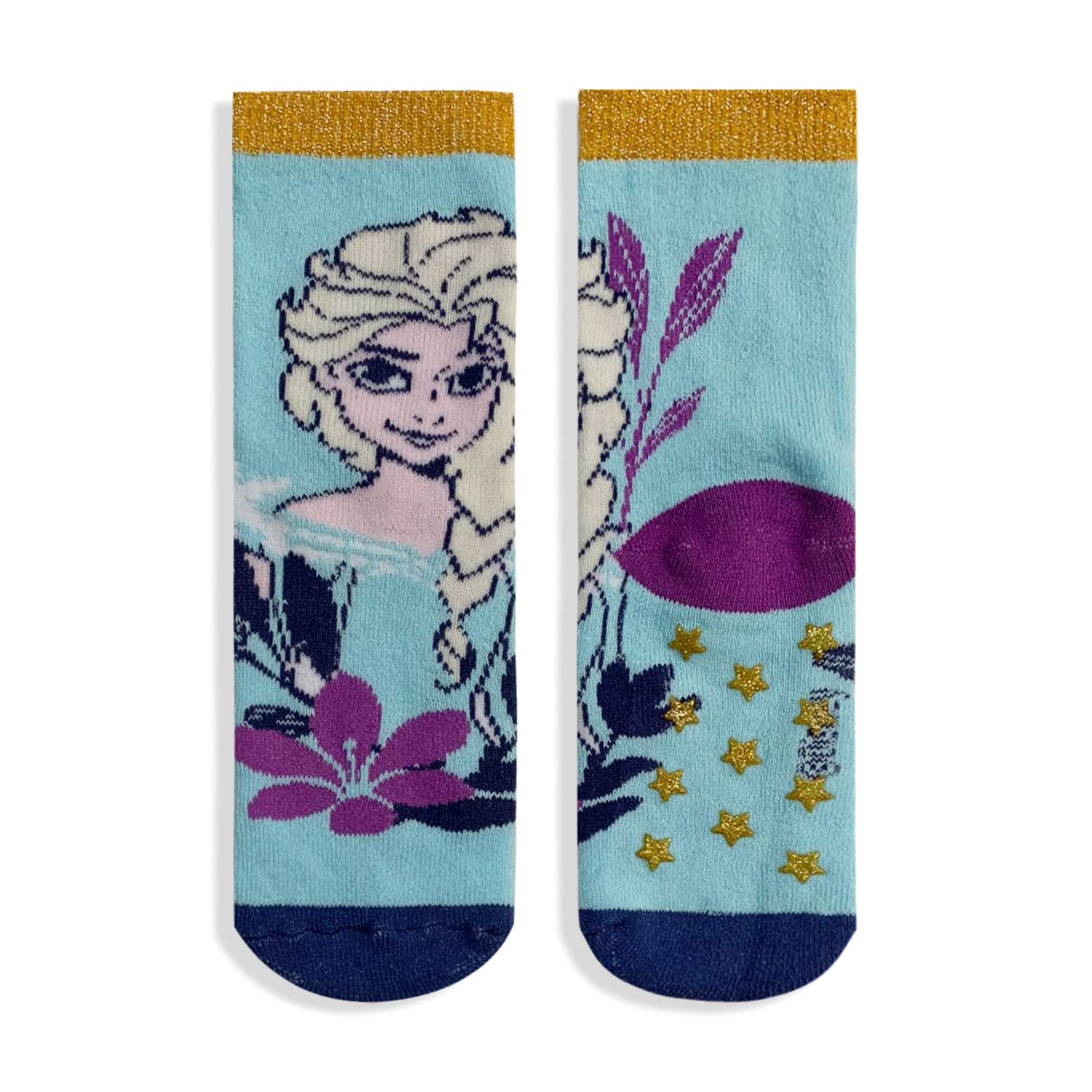 Sun-City Girls Blue Disney Frozen Elsa And Anna Lurex 5686 ' Non-Slip Cotton Socks, 23-26