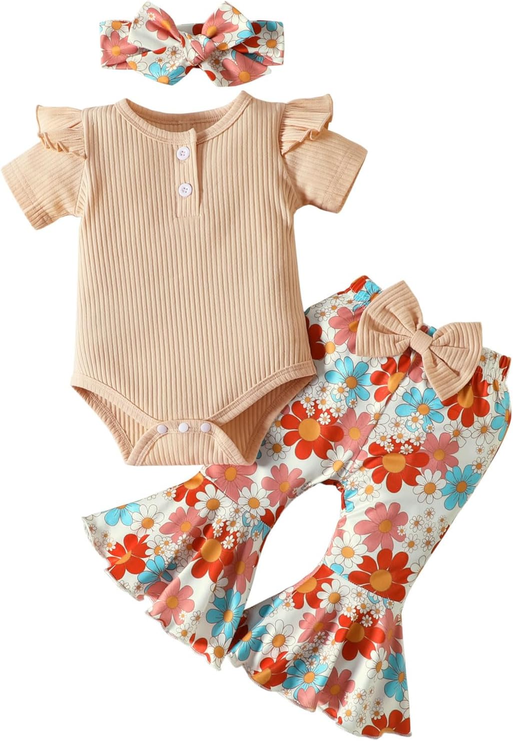 NEOBELLANewborn Baby Girl Clothes 0-24 Months Long Sleeve Top and Pants With Headband Infant Girl Fall Winter Outfits