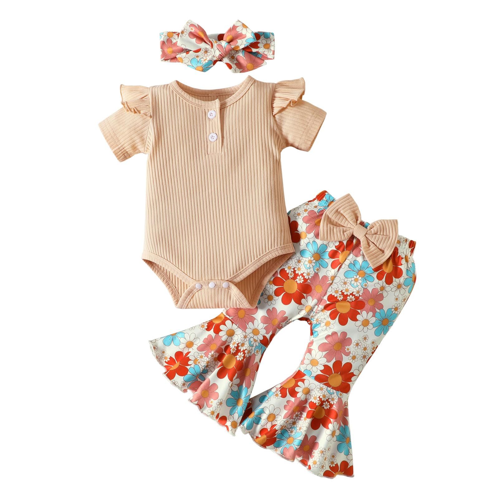 NEOBELLANewborn Baby Girl Clothes 0-24 Months Long Sleeve Top and Pants With Headband Infant Girl Fall Winter Outfits