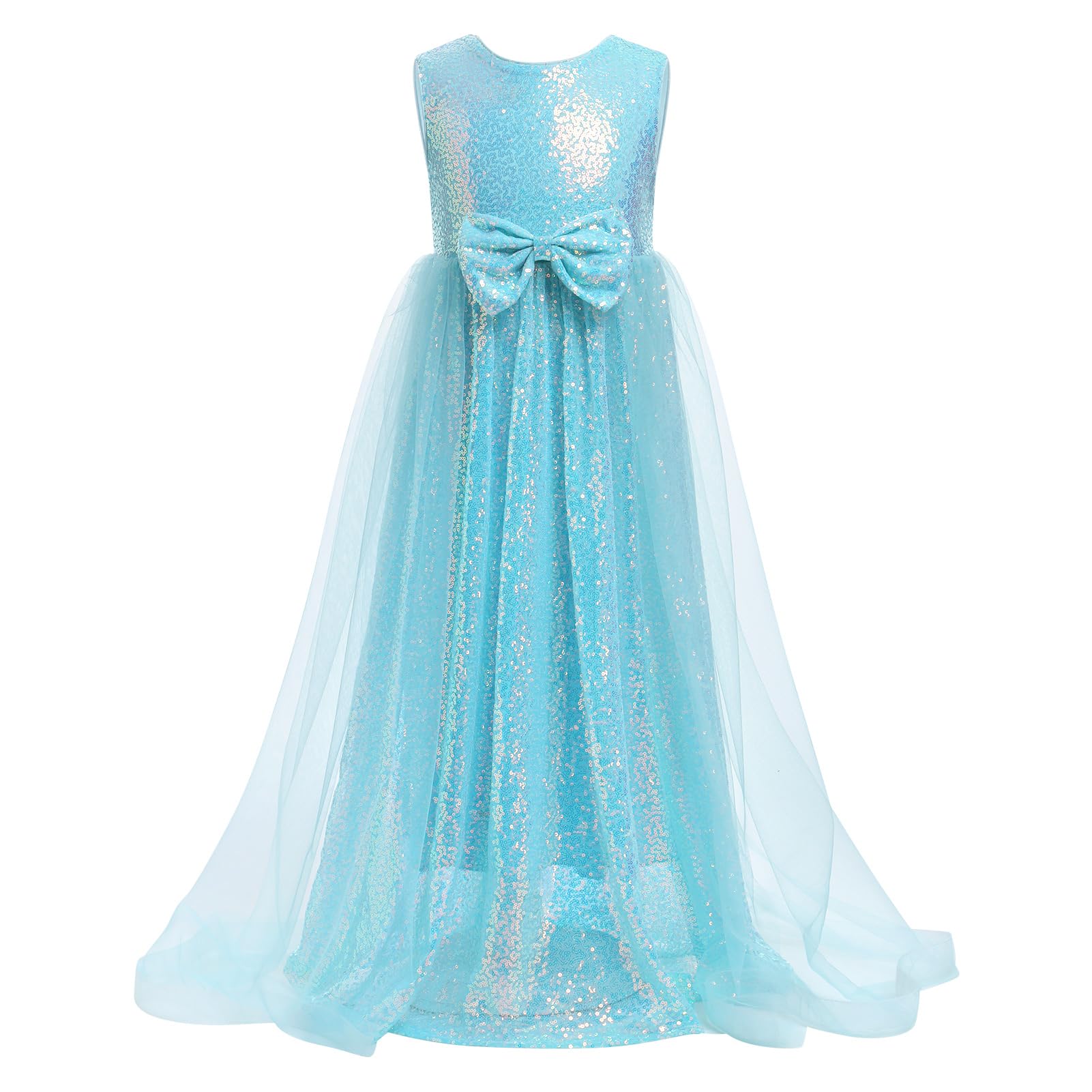 Blumenmädchen Paillettenkleid ärmellos Glitzer Prinzessin Tüll langes Maxikleid Festzug Geburtstag Hochzeit Party Kleid | Funkelndes Tüllkleid für kleine Mädchen, Blumenmädchen, Hochzeit, Party, Ballkleid, 3–14 Jahre