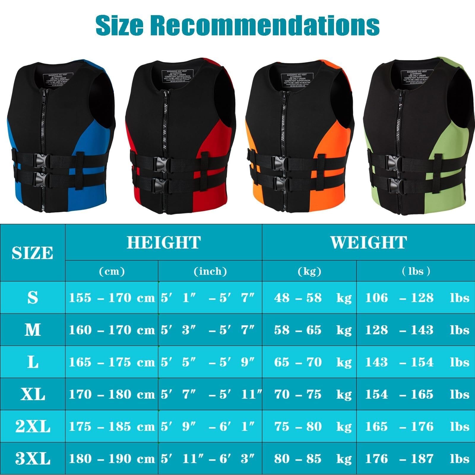 Schwimnweste Unisex Verstellbar Hohe Auftriebskraft Tragbar Neopren EPE Schaum für Angeln Surfen Driften Wassersport