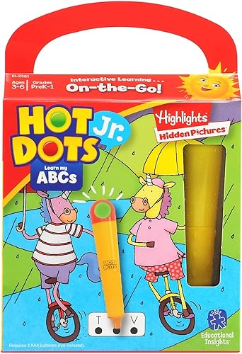 Educational Insights Hot Dots Jr. Learn My ABCs with Highlights Libros de trabajo de aprendizaje en casa, Actividad de viaje para niños, Edades 3+