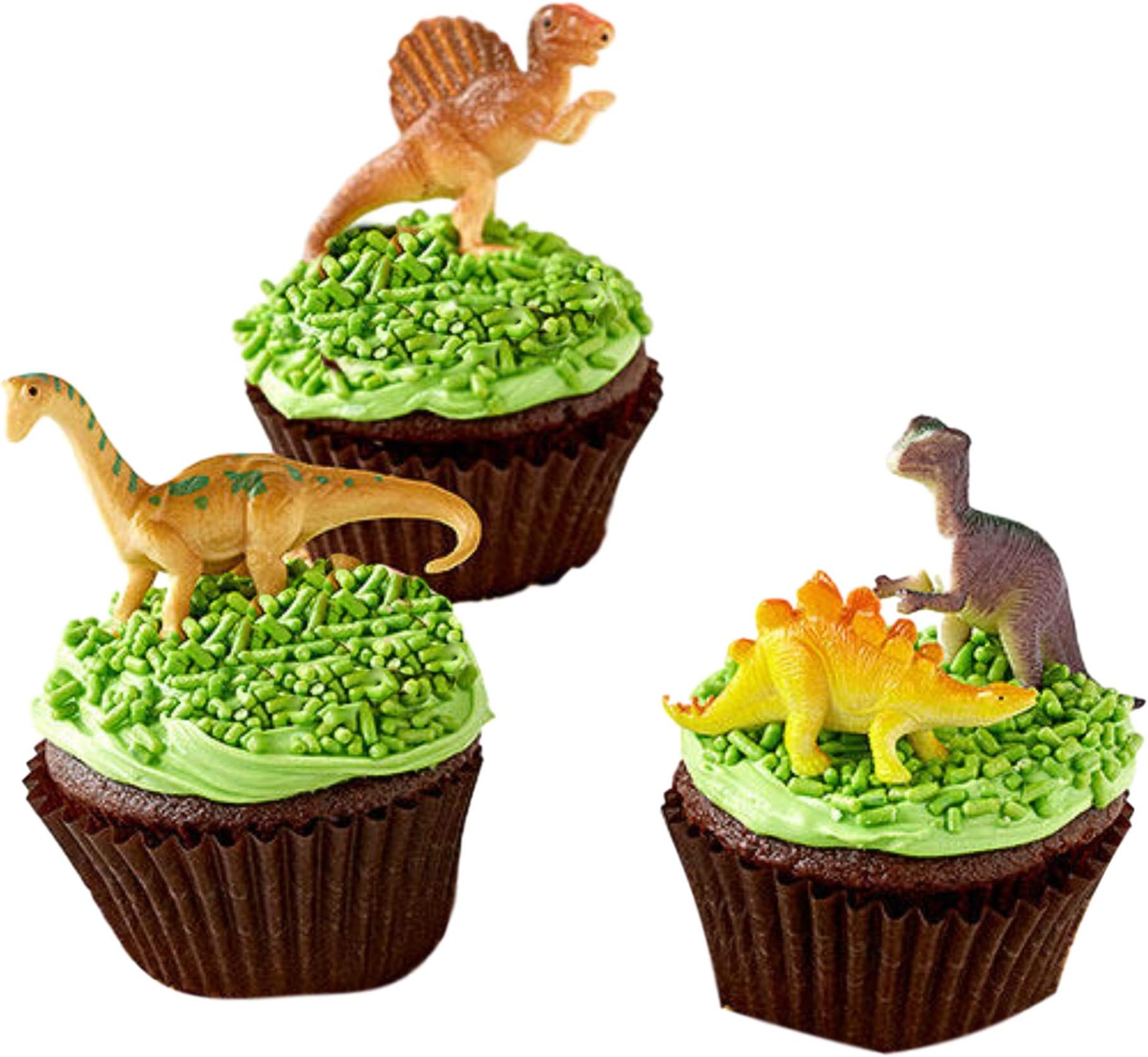 Mini Dinosaurs Toys Cupcake Toppers, Dinosaur Cake Decoration Figures For Dinosaur Theme Parties