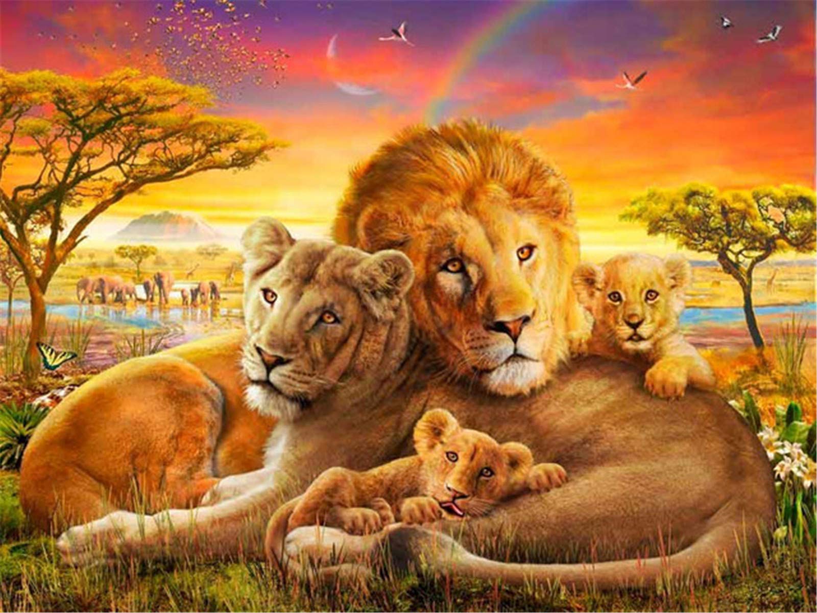 Diamond Painting Leoni 30x40 Cm Fai Da Te Completo Kit Pittura Diamante