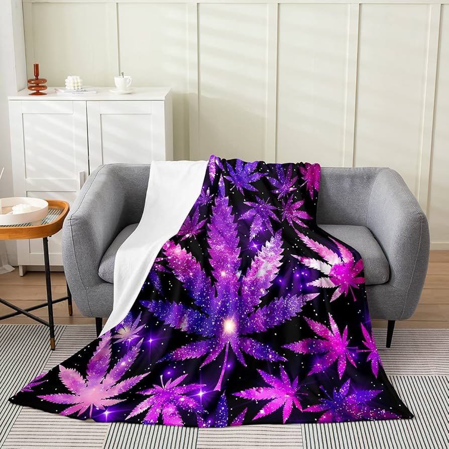 Amazon.com: Purple Galaxy Marijuana Weed Bed Blanket Twin