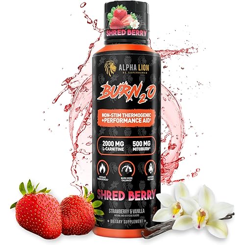 ALPHA LION Burn2O L-Carnitine Liquid 2000mg, Premium Liquid Fat Burner & Pre-Workout Supplement for Men & Women - Natural Energy & Metabolism Booster for Weight Loss - ShredBerry