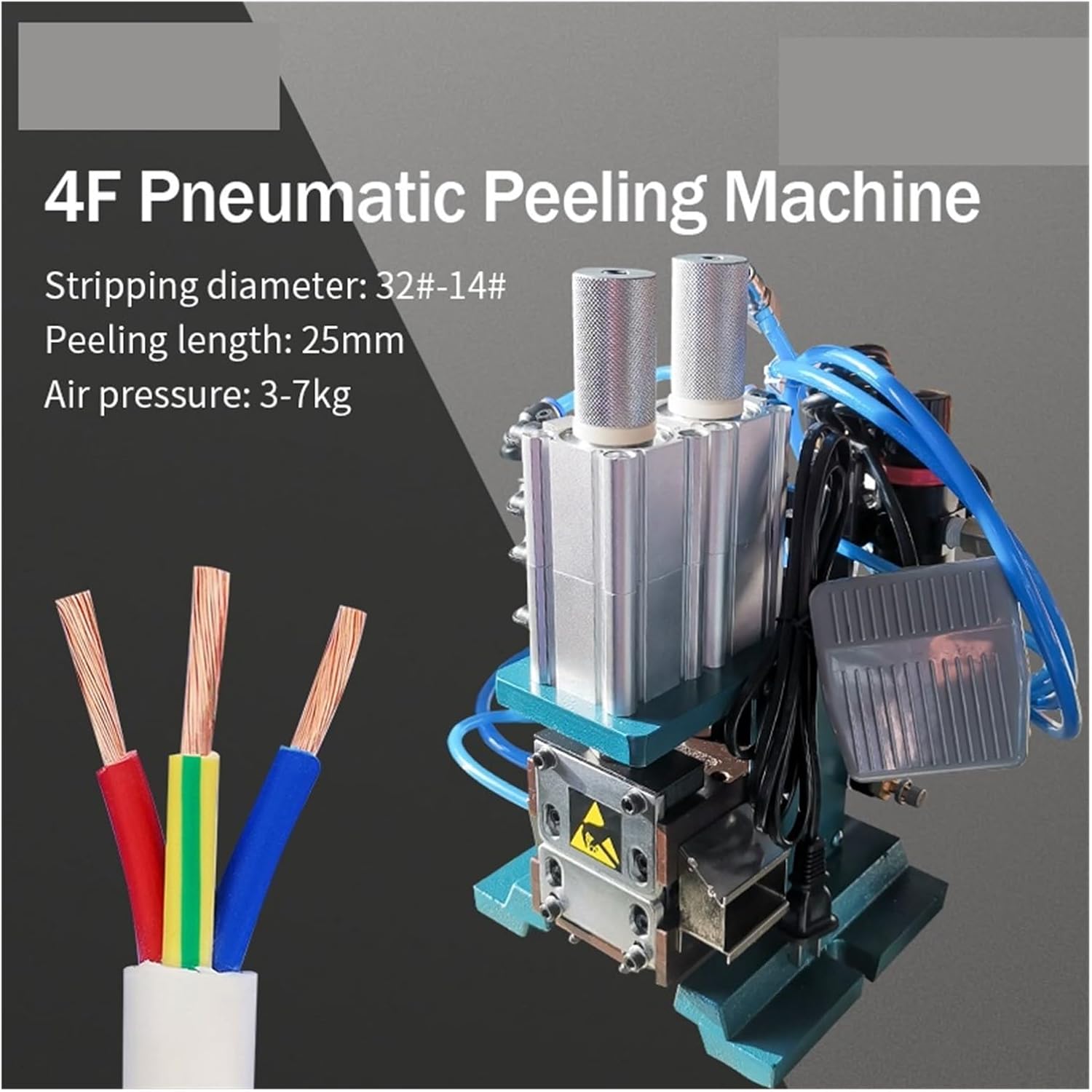 Yarn Ball Winder, 4F Pneumatic Wire Stripping Machine, 25mm 32-14AWG Multi-core Sheathed Wire,Winding Wire Cable Core Wire Stripping Machine,for Knitting Enthusiast