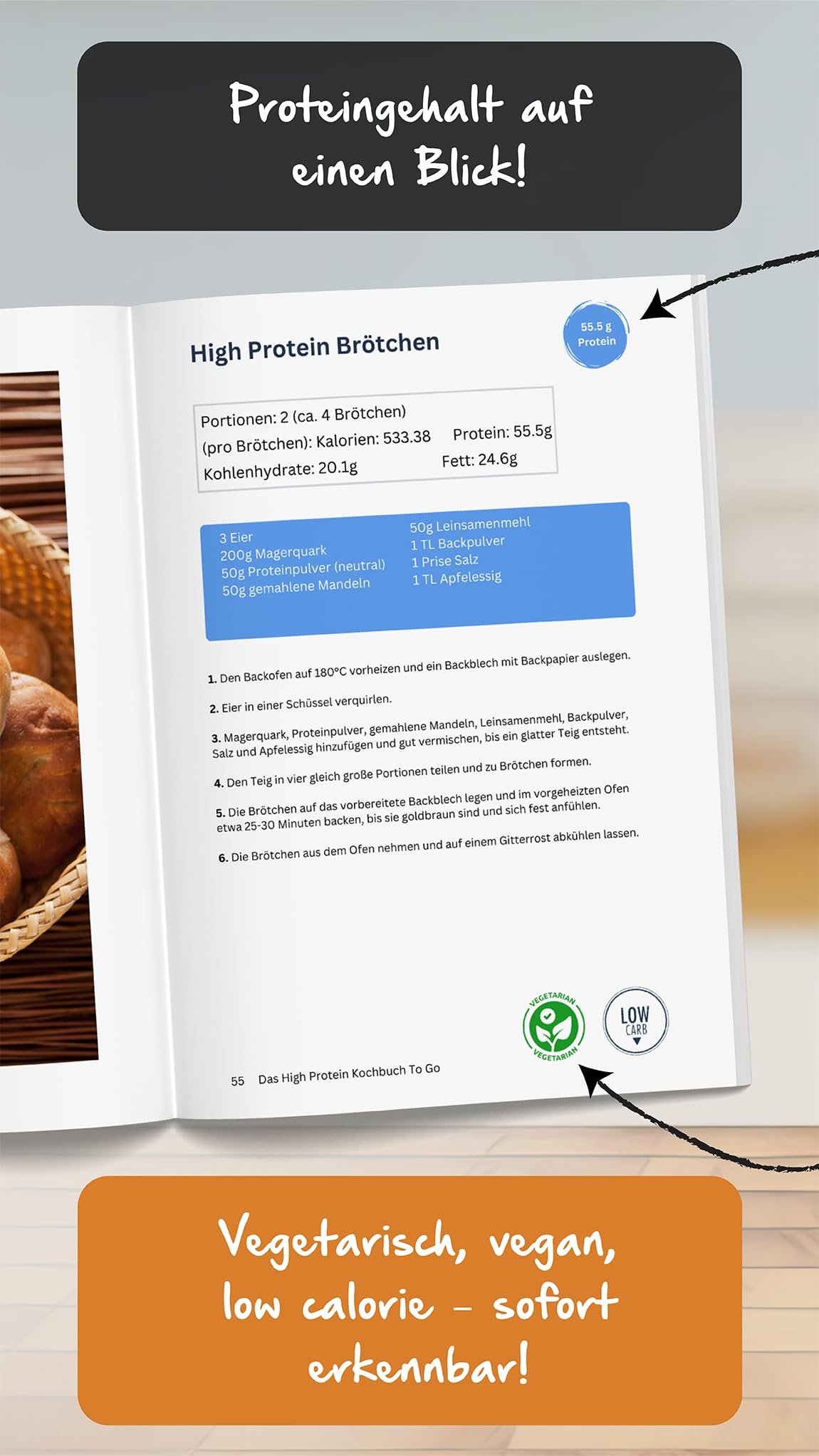 Das was du WIRKLICH brauchst zum Abnehmen & Muskelaufbau - Das High-Protein Kochbuch To Go: Endlich ohne Heißhungerattacken mit 5 Min.-Rezepten & einfachen Zutaten und ohne Diät zur Traumfigur