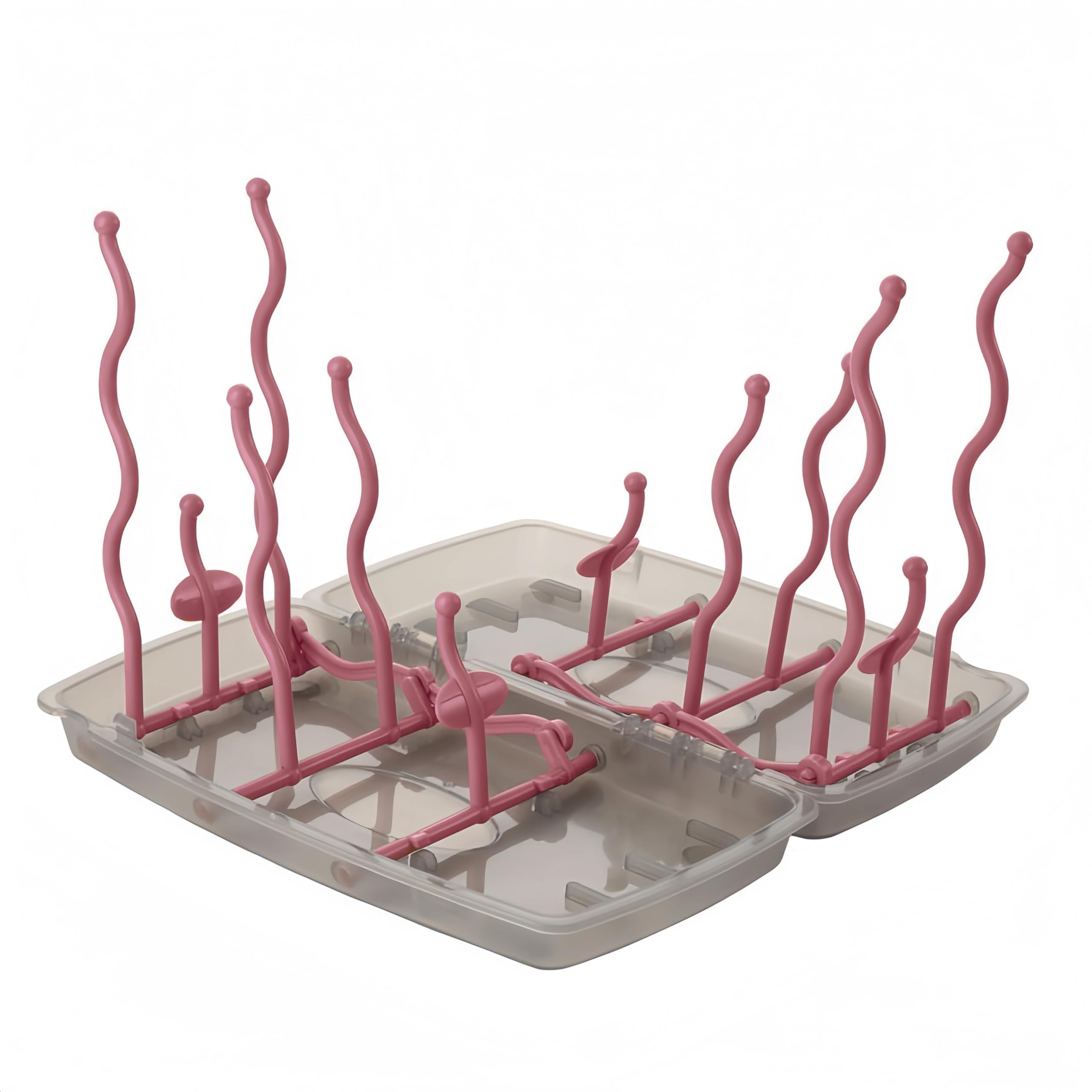 Minchsrin Collapsible Baby Bottle Drying Rack, Bottle Dryer Holder for Bottles, Teats, Cups, Pump Parts and Accessories (Pink)