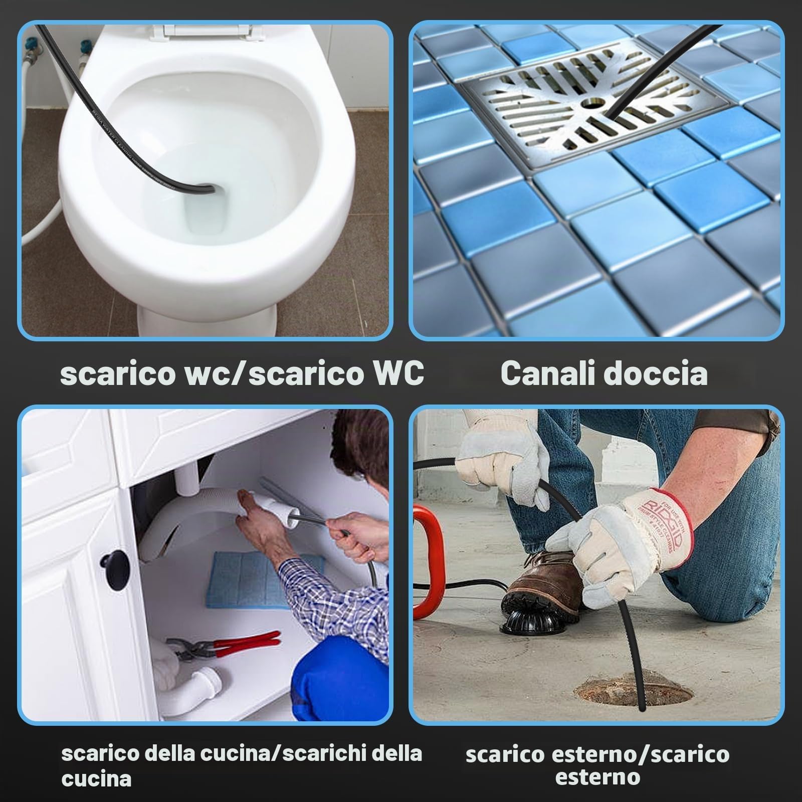25M Sonda Sturatubi per Idropulitrice Karcher K2-K7, HD, HDS, Lavor, Bosch | 180Bar, 2 Ugelli: Fisso e Rotante, 3 Adattatori in Rame Resistenti all'Usura, per Karcher K2/K3/K4/K5/K6/K7 HD HDS e Parkside