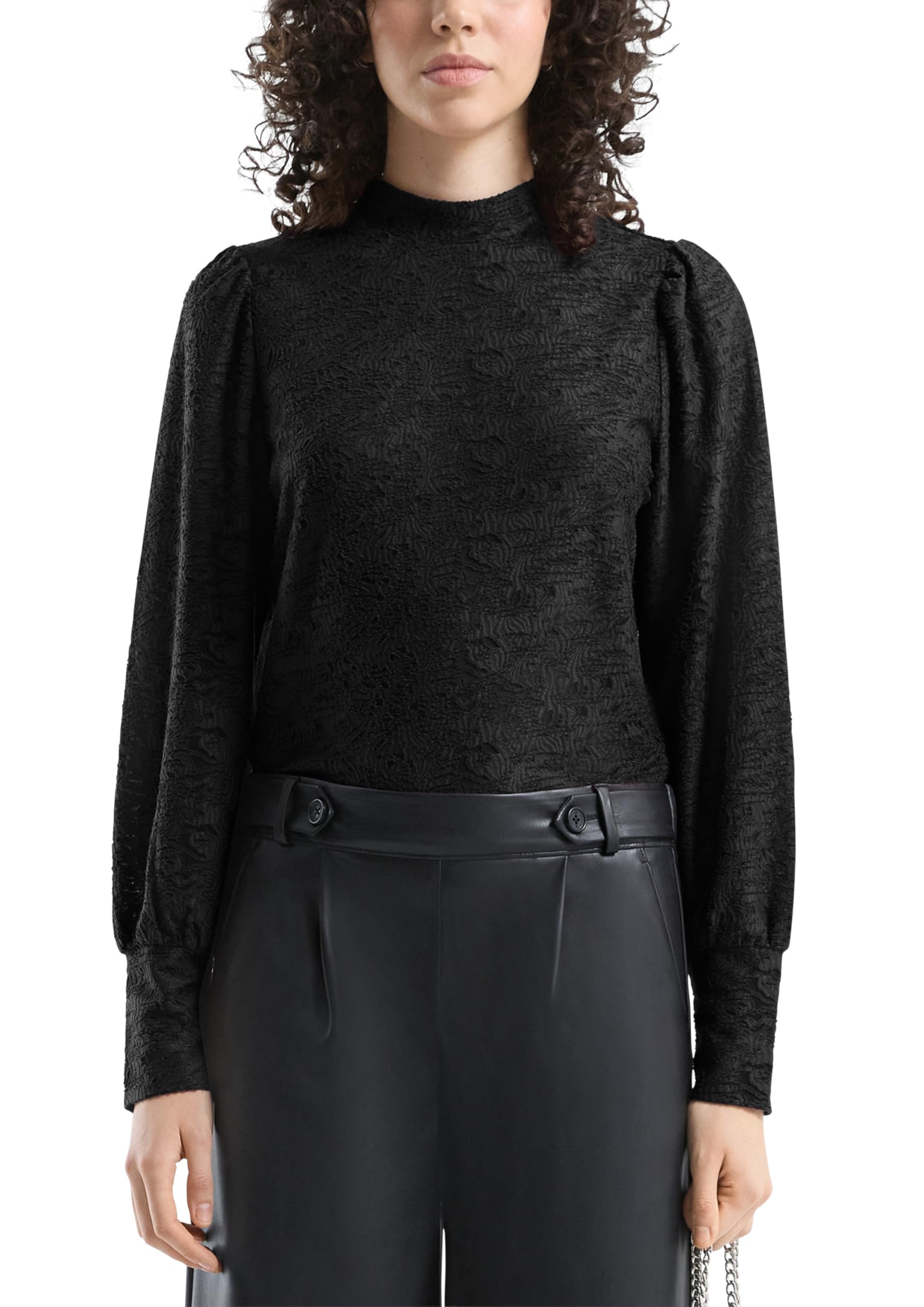 QS Damen Leicht Transparentes Blusenshirt T-Shirt Langarm