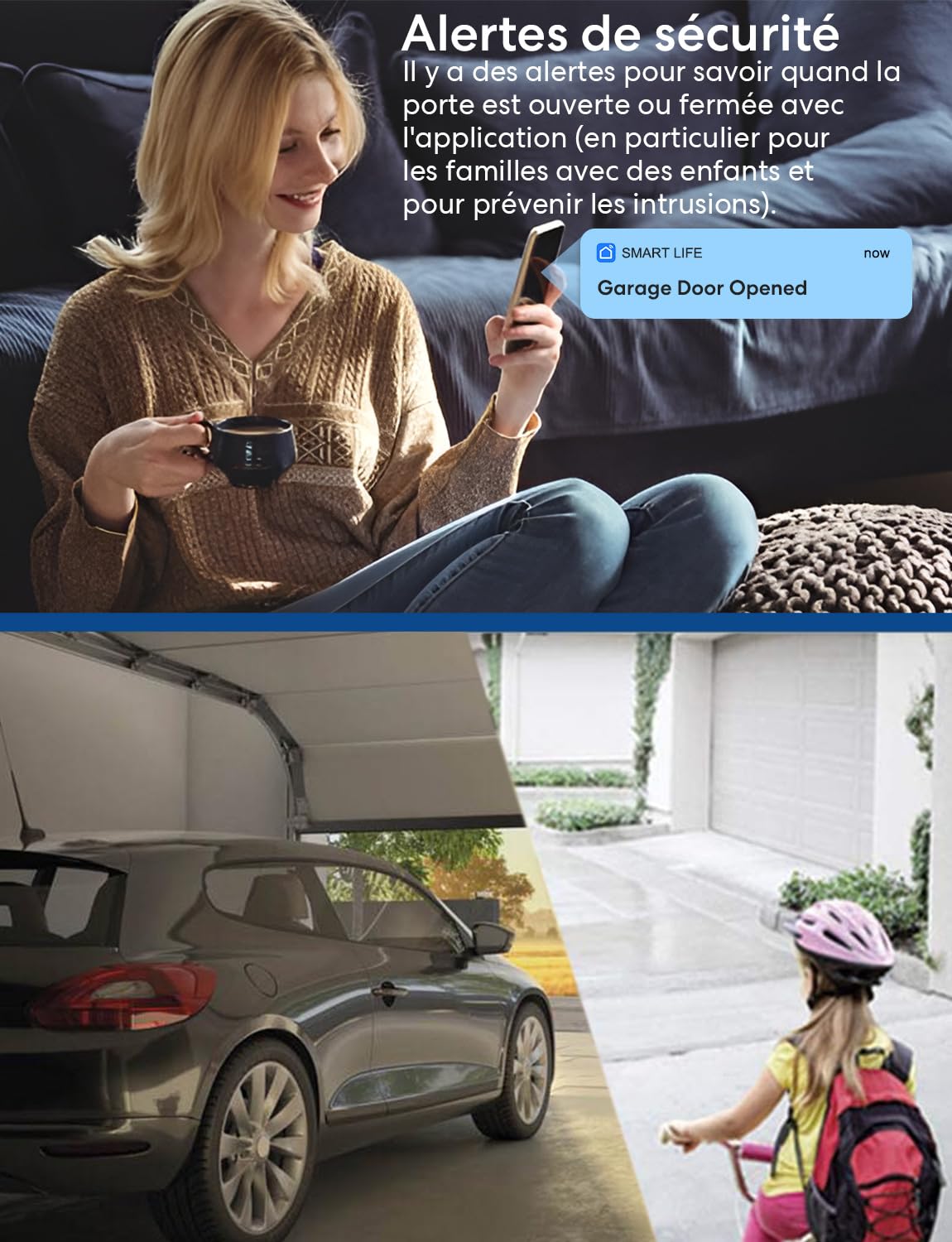 LoraTap Ouvre-Porte de Garage Connecté WiFi, Interrupteur de Porte Intelligent, Compatible avec Alexa, Commutateur Contrôlé à Distance, Kits Smart Module pour Portail Coulissant
