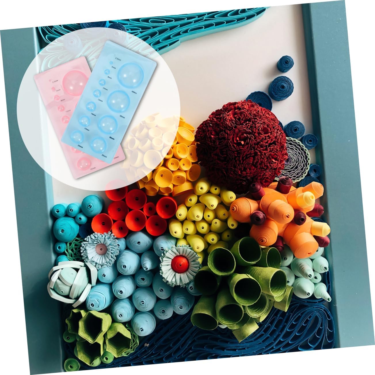 Angoily Paper Craft Tools 6pcs Paper Quilling Moulds 3D Domes Half Ball Molds for Craft Kit