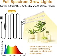 Vista 2 de Tiras de luz LED para cultivo, luces de cultivo para plantas de interior espectro completo 3000K, barra de luz para plantas con temporizador