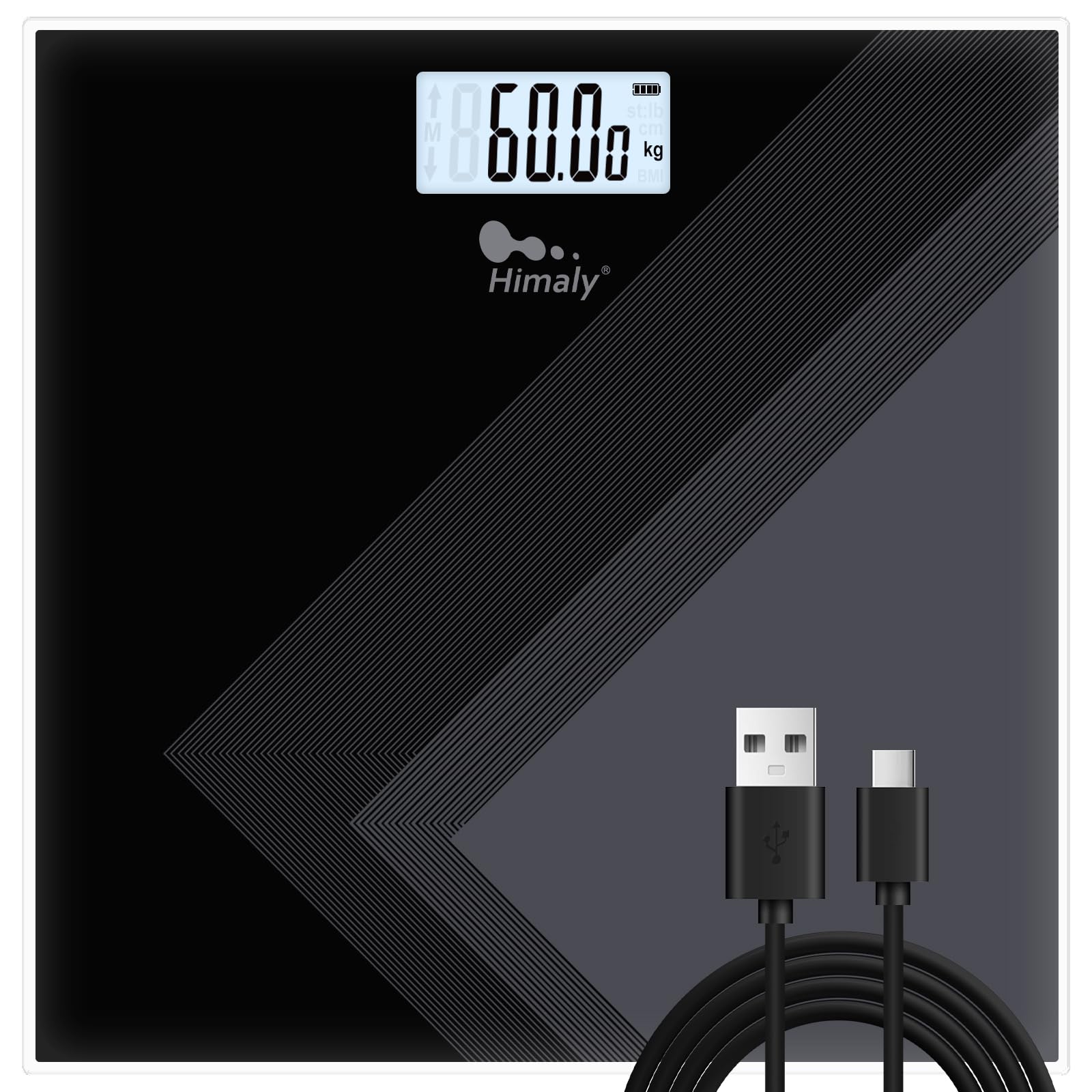 himaly Digital Body Weight Scale, USB Rechargeable Bathroom Scale with Step-On Technology, Back Light Display, Digital Weight Scale, 400Ibs/180kg Capacity, 6mm Tempered Glass-image-36