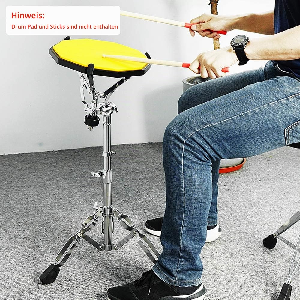 Vangoa Snare-Ständer, Snare Stand, Höhe Einstellbar 46 65cm,Handpan ständer mit TragetascheBreite,Stufenlose höhen neigungsverstellung,Doppelstrebig Stativ, Gummifüße