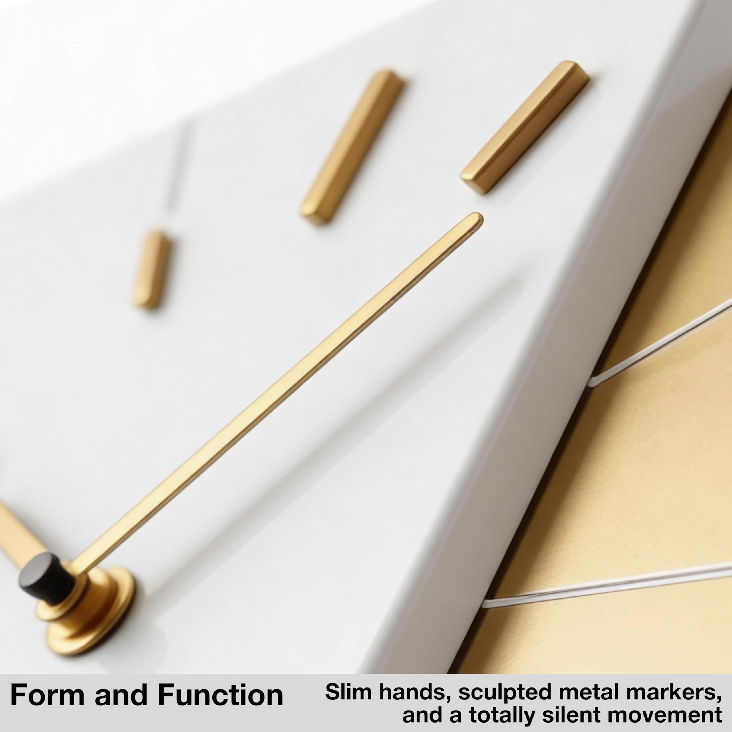 Driini Reloj analógico Cuadrado de Madera de Mediados del Siglo Moderno - Barrido silencioso - Marco de Madera Maciza (Blanco)