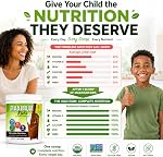 Maximum Kids Complete ORGANIC Powder Mix - Great TASTING, EASY to use, complete nutritional drink with 26 vitamins & Minerals, 20g of Plant Protein, 3g of Fiber. Kid TESTED! Parents APPROVED!