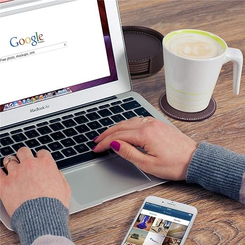 Miniatura 3 de Thipoten - Posavasos de cuero con soporte, protegen los muebles de daños (6 unidades, marrón)