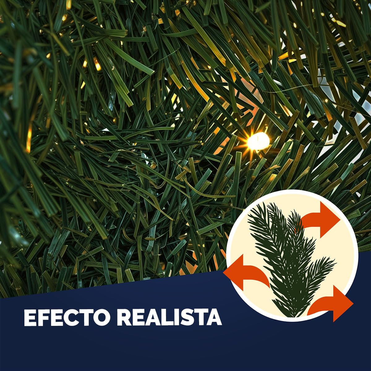 Casaria Guirnalda de Navidad Abeto 5m 80LEDs Blanco Cálido Incl. Mando a Distancia 7 Modos Luz y Decoración Navideña | Mando Distancia, 7 Modos Luz, IP44, Blanco Cálido, incl. Adornos, Resistente Intemperie, Decoración Exterior Interior