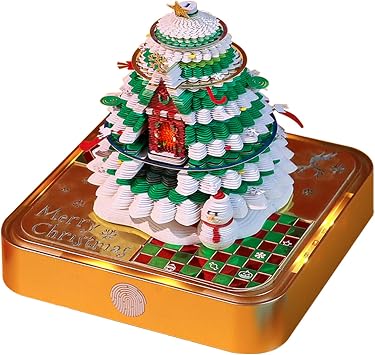 3D Memo Pad Art Calendar 2027, Christmas tree 3D Calendar Tear Away Paper Sculpture Notepad DIY Notes, Time Piece Calendar Creative Desk Calendar with Light