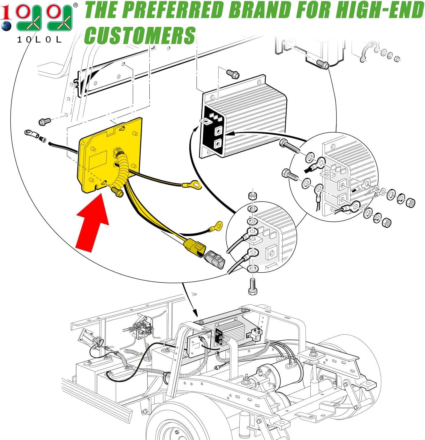 10L0L Golf Cart On Board Computer for Club Car Precedent 48-Volt (04-15), Replaces 102511001, 102586301, 103403201, 103446601, 103697002, 103702603, 103702604, 103978302