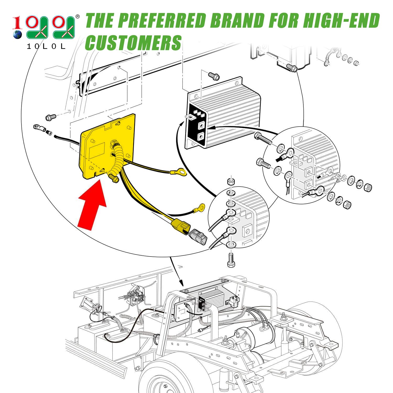 10L0L Golf Cart On Board Computer für Club Car 48 Volt Precedent (04-15), 102511001, 102586301, 103403201, 103712001 Lester# 25562-02