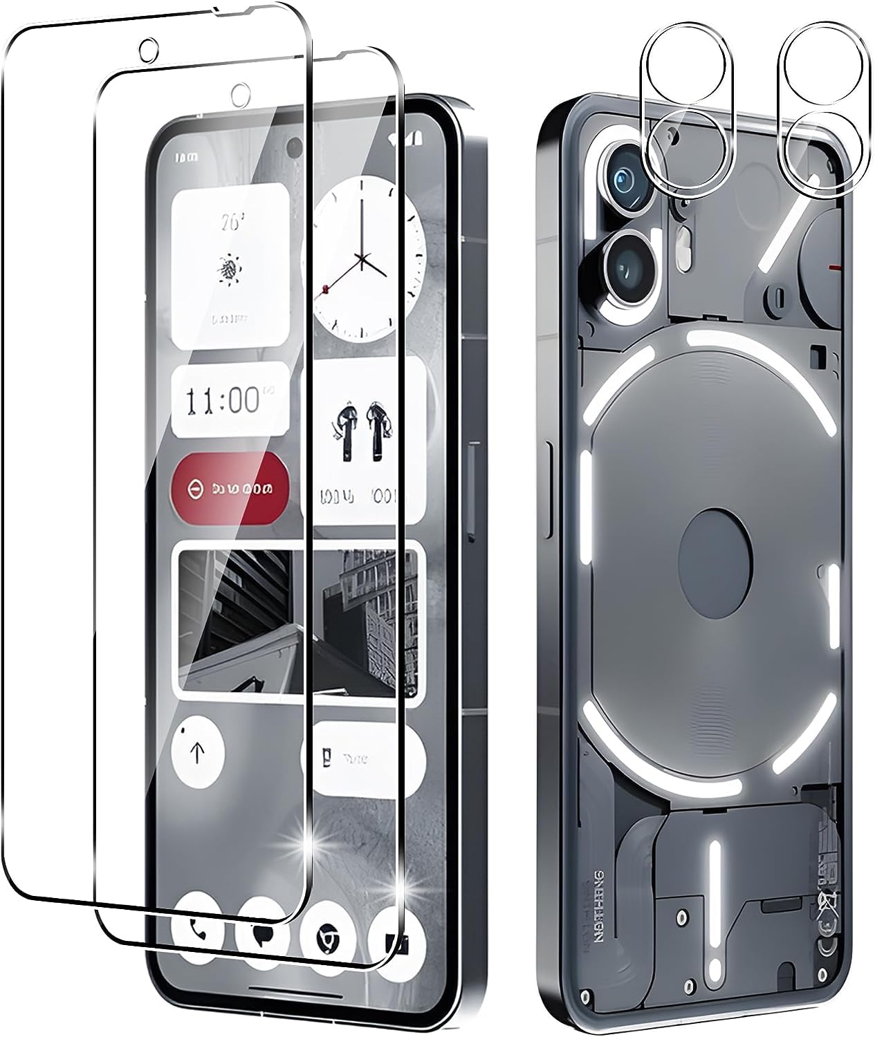 [2+2 Pack] Tempered Glass for Nothing Phone 2 Screen Protector Camera Lens Protector and Screen Protector,Rear Camera Protector Film Tempered Glass Film