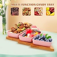 Vista 5 de Angoily Bandeja de cerámica con forma de árbol de Navidad para entretenimiento, plato de servir alimentos con base para aperitivos, aperitivos, Rosa