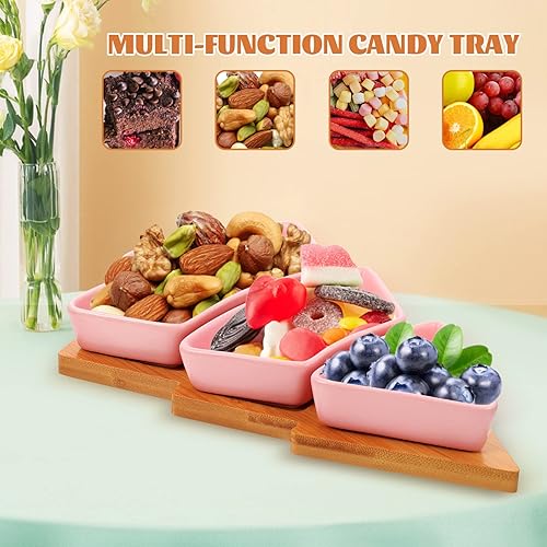 Miniatura 5 de Angoily Bandeja de cerámica con forma de árbol de Navidad para entretenimiento, plato de servir alimentos con base para aperitivos, aperitivos,