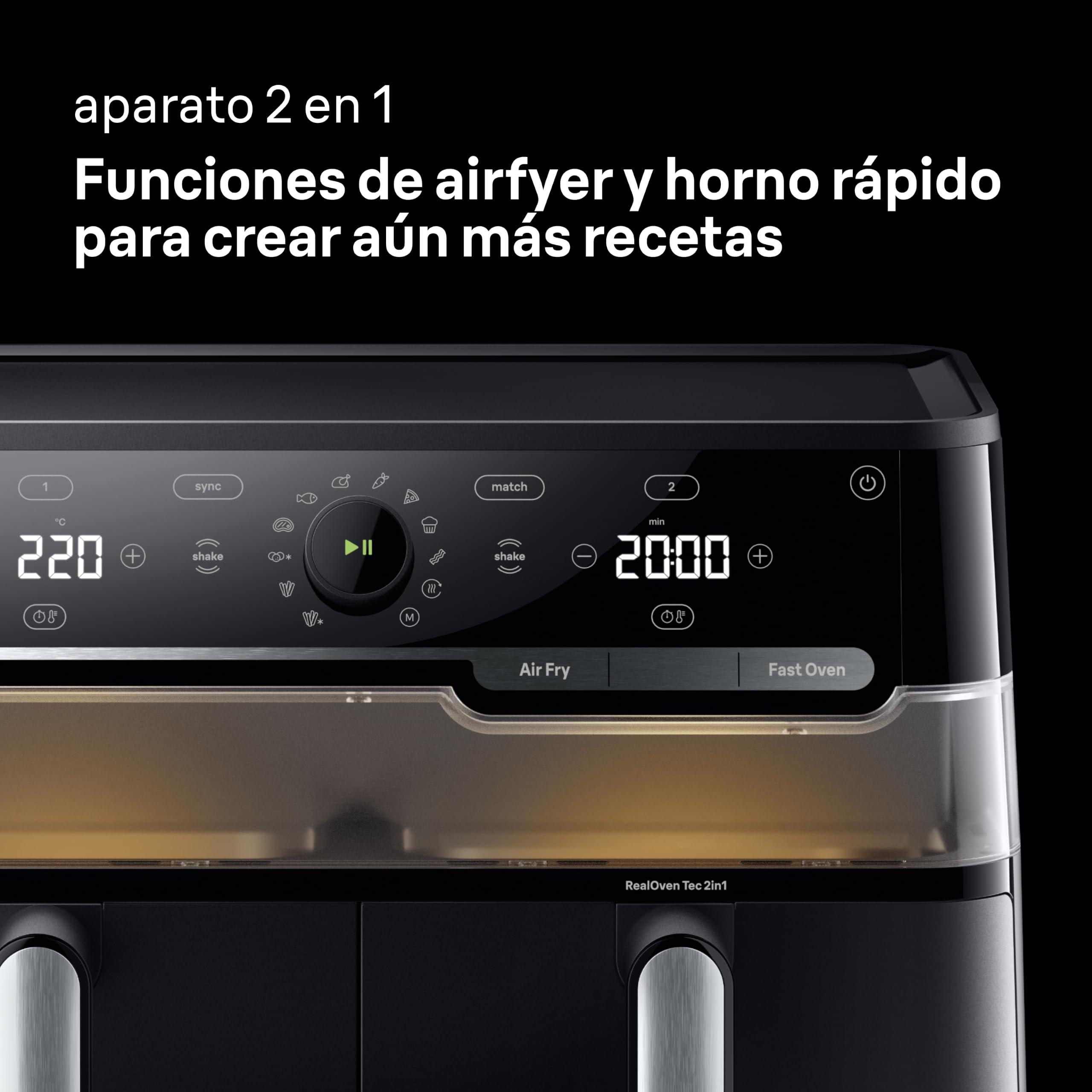 Braun TwinCook 5 - Freidora de Aire de Doble Cesta 10 L, Air Fryer Grande con Función Horno de Aire, Sync & Match, 15 Programas, Cocina sin Aceite, Fácil de Limpiar, 2850 W, Negra (TD 5053I BK)