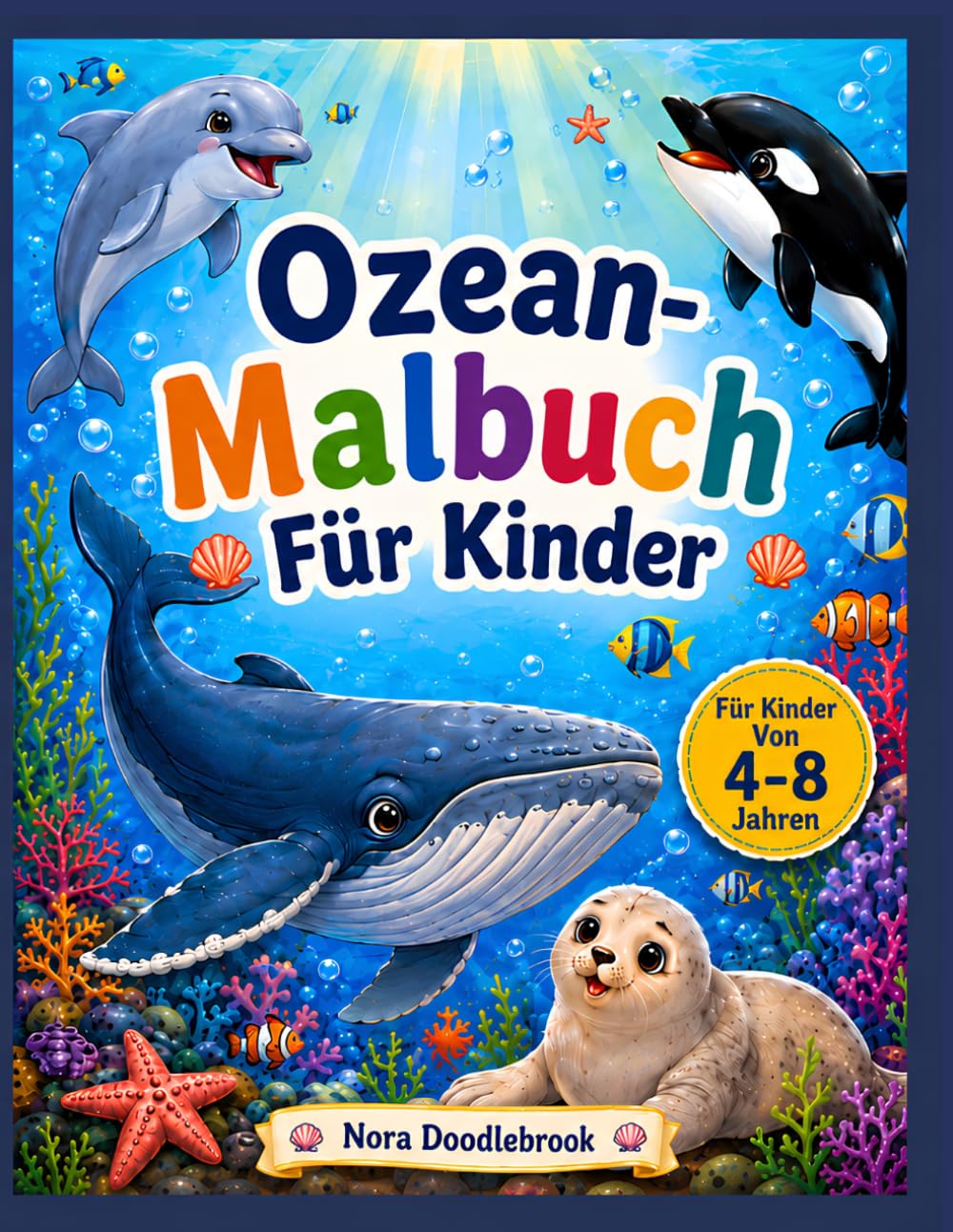 Ozean-Malbuch Für Kinder: Niedliche Und Einfache Ausmalbilder Mit Meerestieren Und Lustigen Unterwasserabenteuern Für Kinder Von 4 Bis 8 Jahren