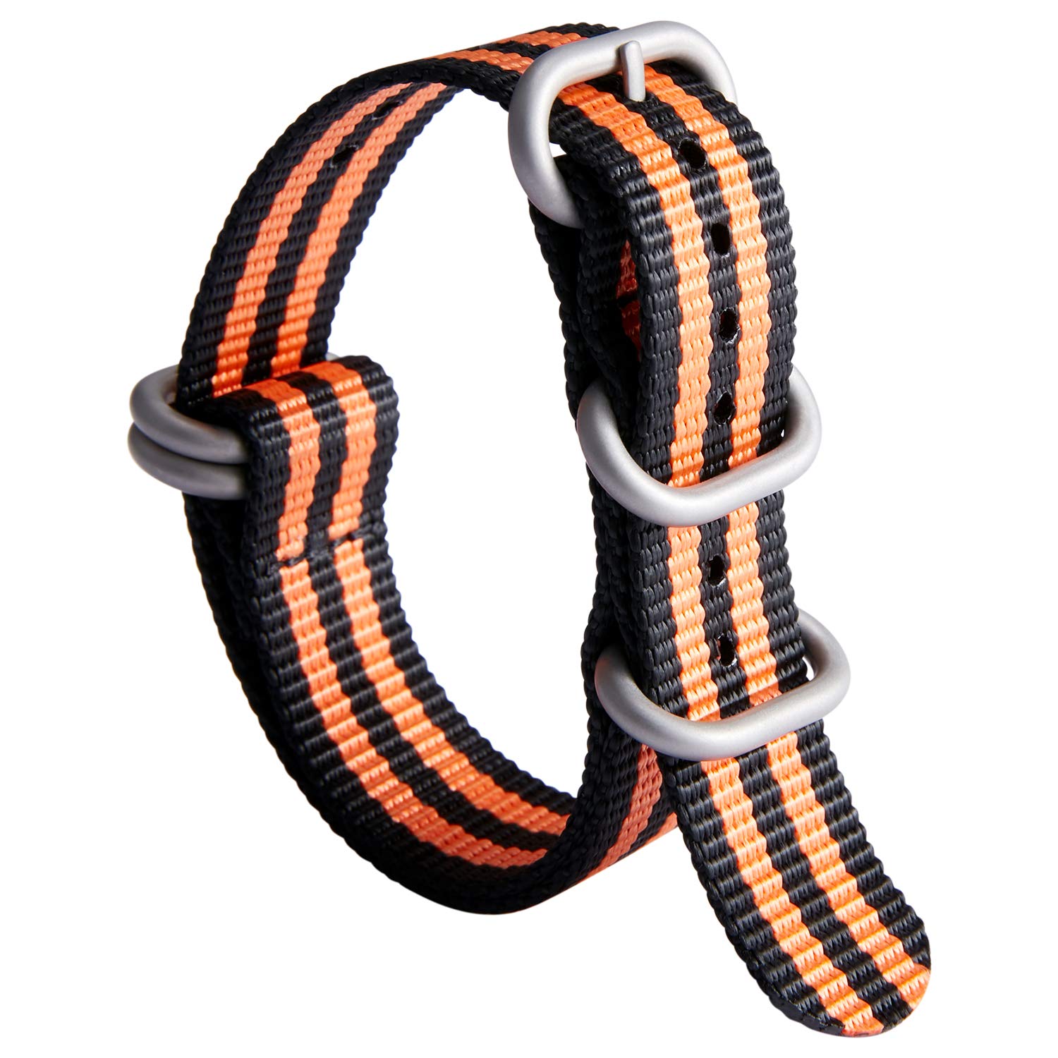 Nylon Watch Strap, Multicolor Watch Bands Replacement for Men Women 18mm 19mm 20mm 21mm 22mm 23mm 24mm G10 Premium Ballistic with Military Heavy Duty 5 Rings Silver/Black Stainless Steel Buckle — view 22