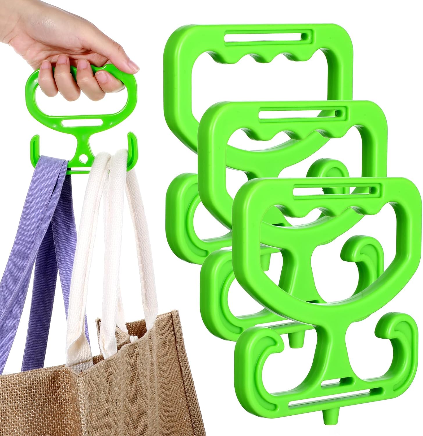 3 Pcs Grocery Bag Carrier Heavy Duty Shopping Bag Holder Reusable Comfortable Carry Handle Grip for Carrying Shopping Bags Plastic Grocery Bags Buckets Easy to Carry(Green)